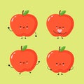 Cute smiling funny apple collection